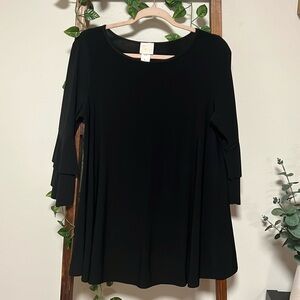 ‼️SOLD‼️Zadie Bs black layering ruffle bell sleeve top